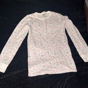Kids Floral Thermal Top - White with Pink & Green